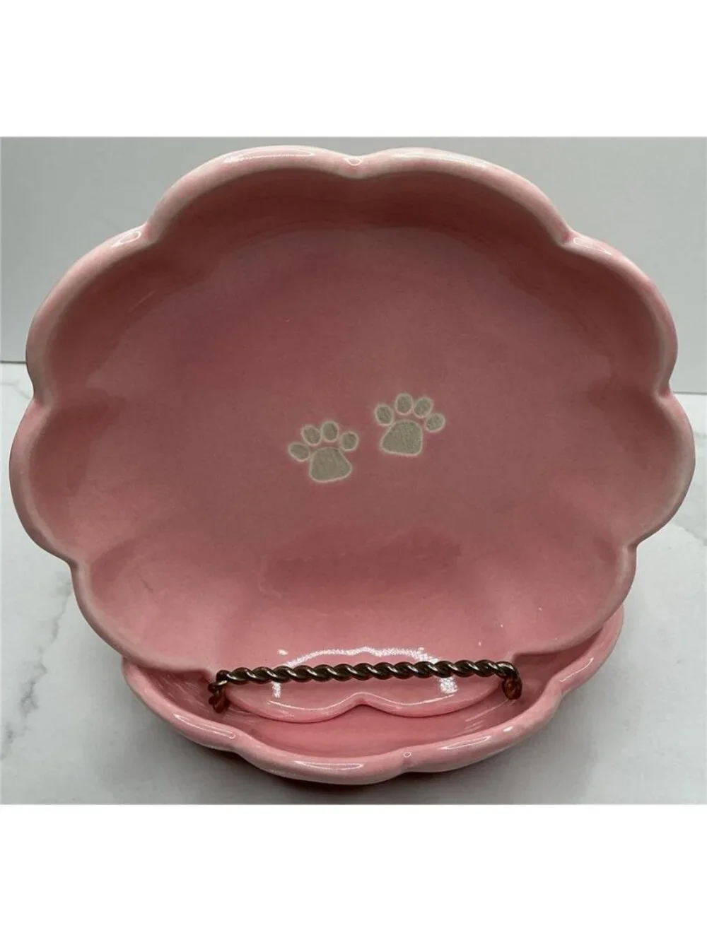 2 Prima Small Pets Cat Dish Pet Bowl Pink Flower Two Paws Ceramic New